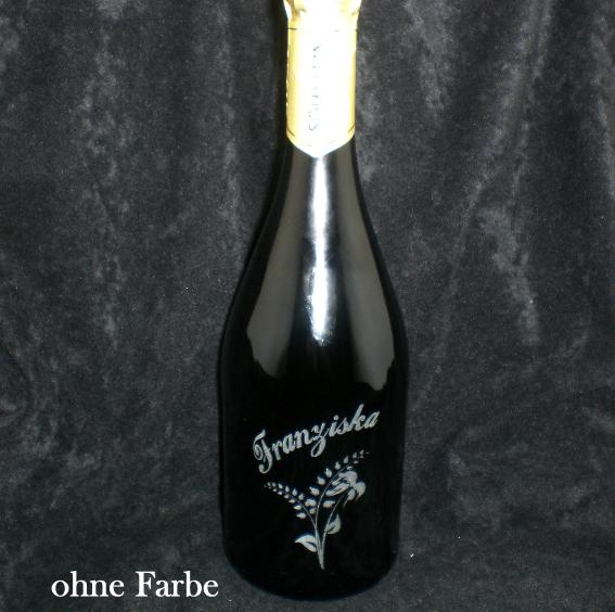 Gravur Sektflasche ohne Farbe