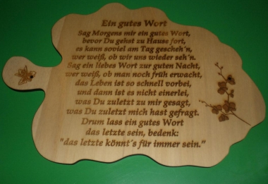 Gravur Spruchbrett (Bitte hier klicken um dieses Bild in seiner vollen Größe zu betrachten)