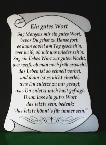 Gravur Spruch gutes Wort
