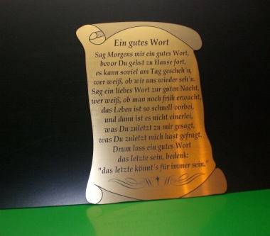 Gravur Spruch gutes Wort 2 (Bitte hier klicken um dieses Bild in seiner vollen Größe zu betrachten)