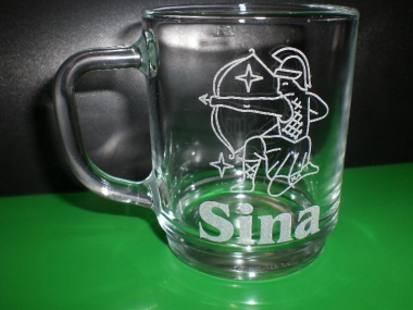Glasgravur Teeglas Schütze (Bitte hier klicken um dieses Bild in seiner vollen Größe zu betrachten)